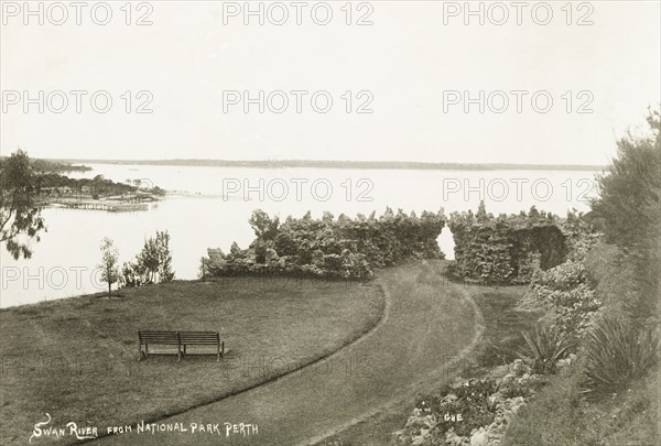 View of the Swan River, Perth. View of the Swan River, taken from Perth's National Park. Perth, Australia, circa 1901. Perth, West Australia, Australia, Australia, Oceania.
