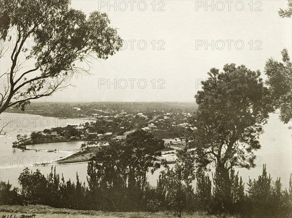 Mill Point overlooking Perth. View of Perth, taken from Mill Point overlooking the Swan River estuary. Perth, Australia, circa 1901. Perth, West Australia, Australia, Australia, Oceania.