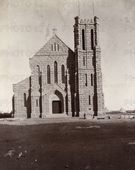 St Mary's RC Cathedral, Bulawayo. The facade of St Mary's Roman Catholic Cathedral in Bulawayo, opened to the public on Easter Sunday 1904. Bulawayo, Rhodesia (Zimbabwe), circa 1904. Bulawayo, Zimbabwe, Southern Africa, Africa.