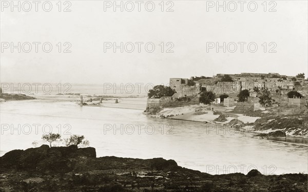 Attock Fort on the Indus River. View of Attock Fort, a 16th century fort located on the banks of the Indus River. Attock, Punjab, India (Pakistan), circa 1925. Attock, Punjab, Pakistan, Southern Asia, Asia.