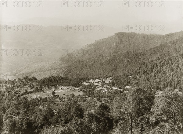 The Himalayan foothills at Murree. View across the forested foothills of the Himalayas that surround the hillstation of Murree. Murree, Punjab, India (Pakistan), circa 1927. Murree, Punjab, Pakistan, Southern Asia, Asia.