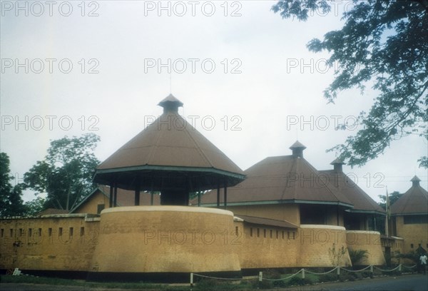 Fort Kumasi. A restored fort at the Asante (Ashanti) capital of Kumasi. Built by the British in 1896 to replace an Asante palace, the fort has housed a military museum since 1952. Kumasi, Ghana, May 1959. Kumasi, Ashanti, Ghana, Western Africa, Africa.