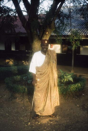 Portrait of Mate Kole II. Portrait of Mate Kole II (1910-1990), the Paramount Chief or Konor of Manya Krobo. Krobo, Ghana, circa 1960. Krobo, East (Ghana), Ghana, Western Africa, Africa.