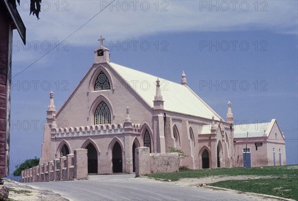 Providence Church in Barbados. The Providence Church in Barbados, a Christian church built in colonial-style with stained glass windows and a bell tower. Christ Church, Barbados, circa 1975., Christ Church, Barbados, Caribbean, North America .