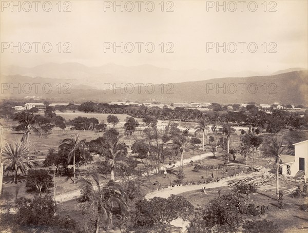 View from the Great Exhibition Building, Jamaica. View taken from the dome of the Great Exhibition Building. Jamaica, circa 1891. Jamaica, Caribbean, North America .