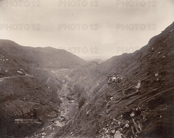 American scientists below Soufriere. American scientists stand an altitude of 610 metres (2, 000 feet) below Soufriere, following its eruption on 8 May 1902, which killed over 1,600 people. St Vincent, 1902. St Vincent and the Grenadines, Caribbean, North America .