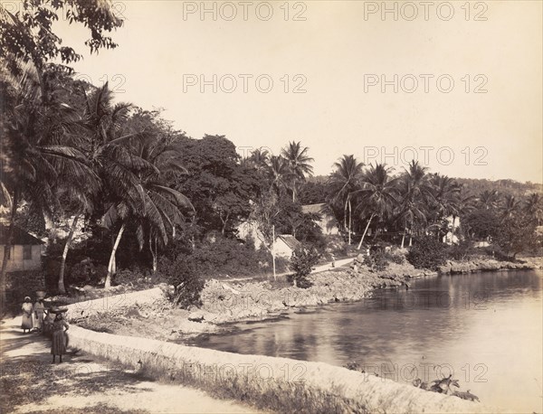 Old Folly, Jamaica. View of Old Folly, a small coastal settlement located by the shore of the Caribbean Sea. St Ann, Jamaica, circa 1891., St Ann, Jamaica, Caribbean, North America .