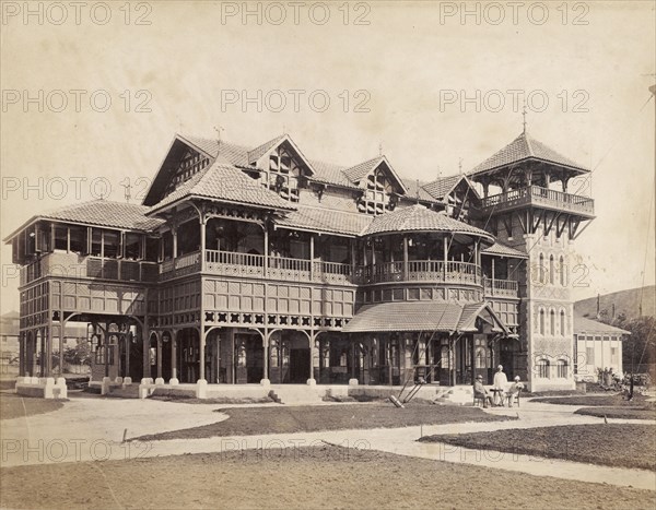 The Royal Bombay Yachting Club. The balconied facade of the Royal Bombay Yachting Club. Bombay (Mumbai), India, 1883., India, Southern Asia, Asia.