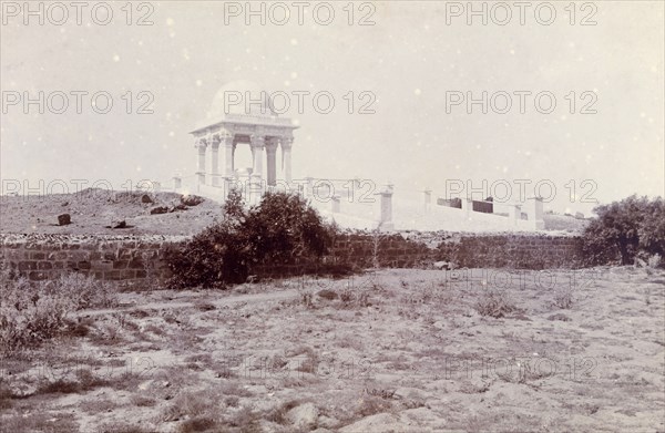 The tomb of Phyllis Louise Lawrence. The white-domed tomb of Phyllis Louise Lawrence, nee Napier, the first wife of Sir Henry Staveley Lawrence, Collector of Karachi. The Lawrence couple were married in 1899 and had three children before Phyllis was killed in a carriage accident in Karachi on 30 June 1912. Karachi, India (Pakistan), circa 1912. Karachi, Sindh, Pakistan, Southern Asia, Asia.