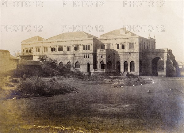 A colonial residence in Karachi. A large colonial residence, possibly the home of Sir Henry Staveley Lawrence, Collector of Karachi. Karachi, Sind, India (Sindh, Pakistan), circa 1910. Karachi, Sindh, Pakistan, Southern Asia, Asia.
