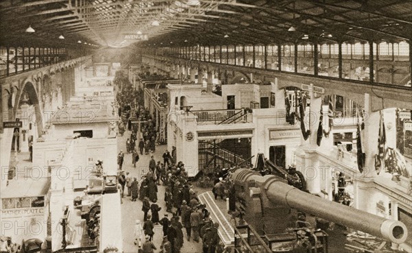 Engineering trade stalls at the British Empire Exhibition. View across the trade stalls in the engineering section of the British Empire Exhibition at Wembley. London, England, 1924. London, London, City of, England (United Kingdom), Western Europe, Europe .