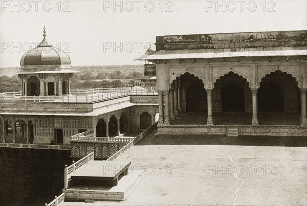 Musamman Burj at Agra Fort. View of the Musamman Burj, an octagonal tower with an open pavillon located inside the Agra Fort complex. Agra, United Provinces (Uttar Pradesh), India, circa 1920. Agra, Uttar Pradesh, India, Southern Asia, Asia.