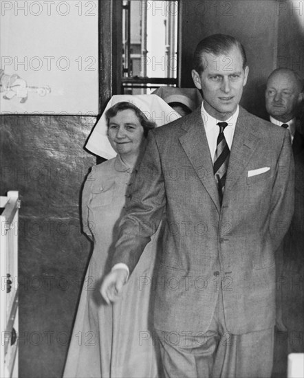 The Duke of Edinburgh at the King George VI Hospital. The Duke of Edinburgh tours the wards of the King George VI Hospital (now Kenyatta National Hospital) during a royal visit to Kenya. Nairobi, Kenya, February 1952. Nairobi, Nairobi Area, Kenya, Eastern Africa, Africa.