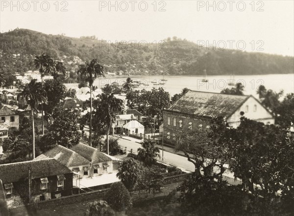 Kingstown, St Vincent. View over the port city and bay of Kingstown. Kingstown, St Vincent, circa 1931. Kingstown, St George (St Vincent and the Grenadines), St Vincent and the Grenadines, Caribbean, North America .