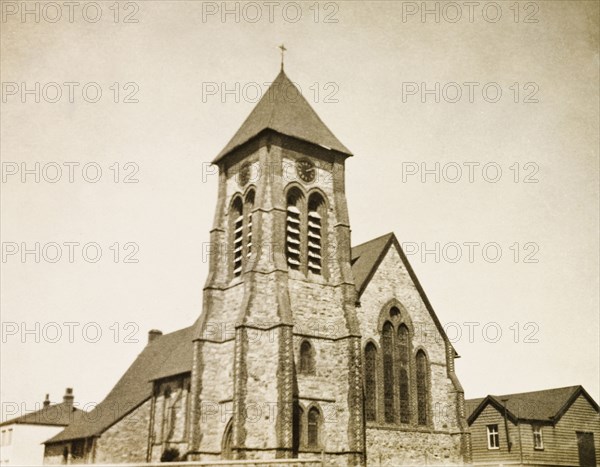 Christ Church Cathedral, Falkland Islands. View of Christ Church Cathedral. Consecrated in 1892, it holds the honour of southernmost cathedral in the world. Stanley, Falkland Islands, circa 1931. Stanley, East Falkland, Falkland Islands, South Atlantic Ocean, South America .