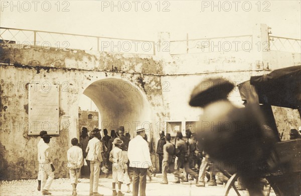 Fort in the Netherlands Antilles . The entrance to a coastal fort. Netherlands Antilles, circa 1906. Netherlands Antilles, Caribbean, North America .