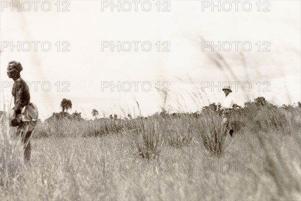 Snipe hunting in paddy fields, Calcutta. James Murray goes snipe hunting with a 'shikari' (hunter) in the paddy fields or 'jeels' on the outskirts of Calcutta. Calcutta (Kolkata), India, 1931. Kolkata, West Bengal, India, Southern Asia, Asia.