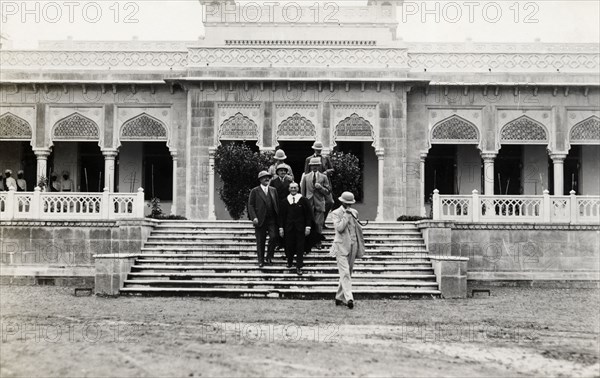 Daly College, Indore. The headmaster of Daly College conducts a tour of the grounds and facilities for Lord Irwin, Viceroy of India, and his entourage. Indore, Indore State (Madhya Pradesh), India, 31 July 1928. Indore, Madhya Pradesh, India, Southern Asia, Asia.