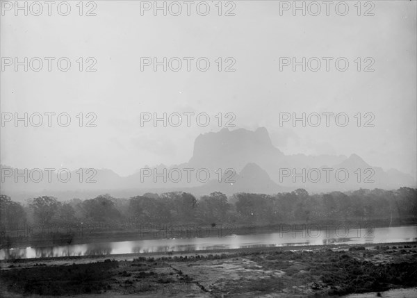 The Salween River, Burma. View across the Salween River to the misty outline of the hills beyond. Burma (Myanmar), circa 1890. Burma (Myanmar), South East Asia, Asia.