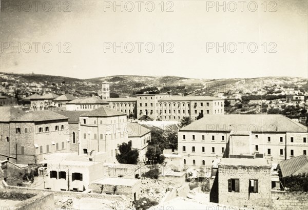 Nazareth. View over the ancient town of Nazareth, in Christian tradition the childhood home of Jesus. Nazareth, British Mandate of Palestine (Israel), circa 1942. Nazareth, North (Israel), Israel, Middle East, Asia.