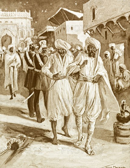 Kavanagh's heroism'. An illustration depicts Irish officer Thomas Henry Kavanagh creeping through the streets of Lucknow in disguise during the Siege of Lucknow. Kavanagh volunteered for the mission, for which he won the Victoria Cross, and successfully guided a British relief force to the besieged garrison of the British Residency. Lucknow, North Western Provinces (Uttar Pradesh), India, 1857. Lucknow, Uttar Pradesh, India, Southern Asia, Asia.