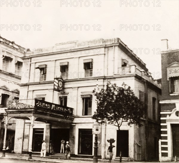 James Murray & Co.' in Old Court House Street. The facade of 'James Murray & Co.', located on Old Court House Street, Calcutta. James Murray & Co. was a British-owned family business that specialised in making chronometers and also operated as a jewellers and opticians. Calcutta (Kolkata), 1932. Kolkata, West Bengal, India, Southern Asia, Asia.