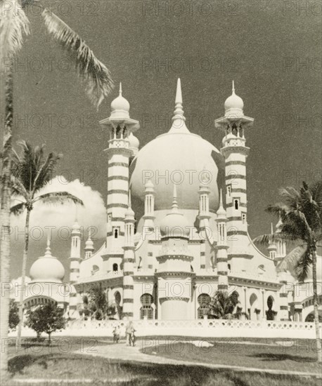 Ubudiah Mosque. View of Ubudiah Mosque, built between 1910 and 1919 under the direction of Idris Murshidul Adzam Shah, the Sultan of Perak between 1887 to 1916. Kuala Kangsar, British Malaya (Malaysia), 1940. Kuala Kangsar, Perak, Malaysia, South East Asia, Asia.