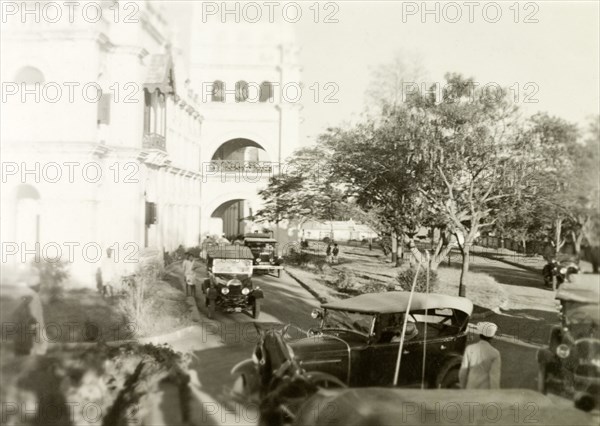 Methodist Mission Hospital, Mysore. A number of cars parked outside the Holdsworth Memorial Hospital, a large Methodist missionary hospital in Mysore. Mysore, India, January 1934. Mysore, Karnataka, India, Southern Asia, Asia.
