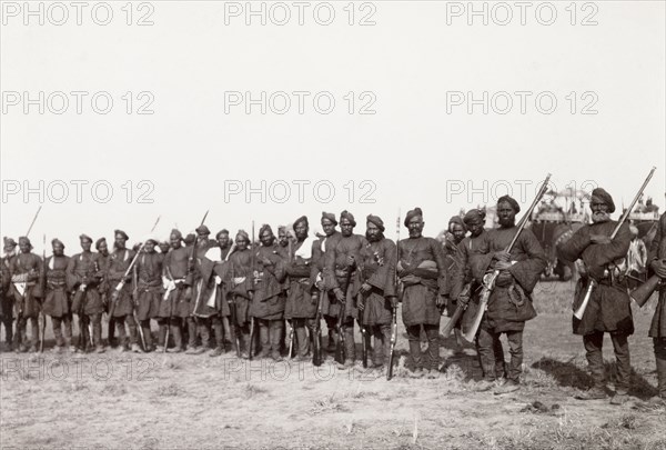 Irregular infantry at Coronation Durbar, 1903. An Indian irregular infantry unit at the Coronation Durbar. Delhi, India, circa 1 January 1903. Delhi, Delhi, India, Southern Asia, Asia.