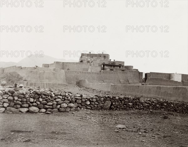 Jamrud Fort on the Khyber Pass. View of Jamrud Fort on the Khyber Pass, a mud fort built by Sikh General Hari Singh Nalwa in 1837. Jamrud, North West Frontier Province, India (Pakistan), 1903., North West Frontier Province, Pakistan, Southern Asia, Asia.