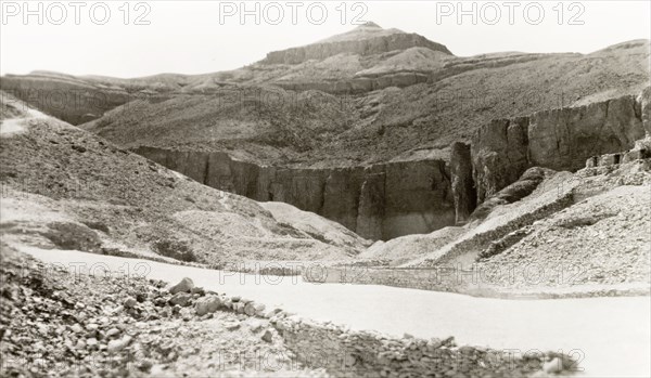 Valley of the Kings, 1945. View of the Valley of the Kings, the burial site for nearly 500 years of the Pharaohs and noblemen of Ancient Egypt. Egypt, February 1945. Egypt, Northern Africa, Africa.