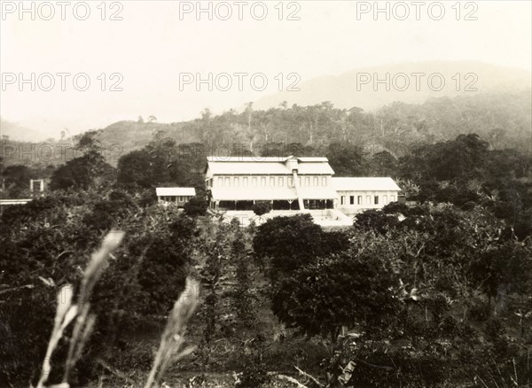 A coffee processing factory. A processing factory in the middle of a coffee plantation. Probably Costa Rica, circa 1931. Costa Rica, Central America, North America .
