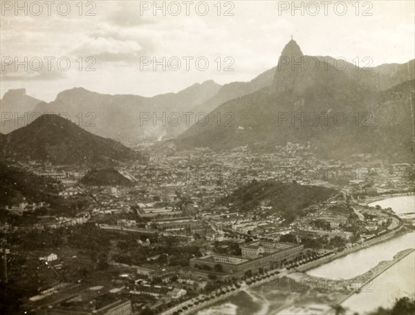 View over Rio de Janeiro. View over the city of Rio de Janeiro, looking towards Corcovado Mountain with its landmark statue of Christ the Redeemer. Rio de Janeiro, Brazil, circa 1931. Rio de Janeiro, Brazil, Brazil, South America, South America .