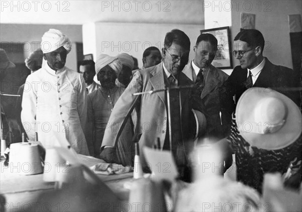 Factory at Rampur. Sir Maurice Hallett, Governor of the United Provinces, visiting a factory at Rampur. Rampur, United Provinces (Uttar Pradesh), India, April 1940, .