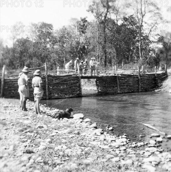 Sir Maurice Hallett on a picnic. Sir Maurice Hallett, Governor of the United Provinces, and friends at a picnic near Dehra Dun. United Provinces (Uttar Pradesh), India, April 1940, .