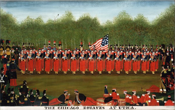 Chicago Zouave Cadets Drill Team at Utica, New York, 1860.  Created by Graff, John Bernt