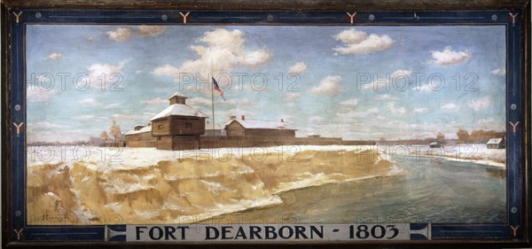 Fort Dearborn, 1803.  Created by Cameron, Edgar Spier, 1862-1944
