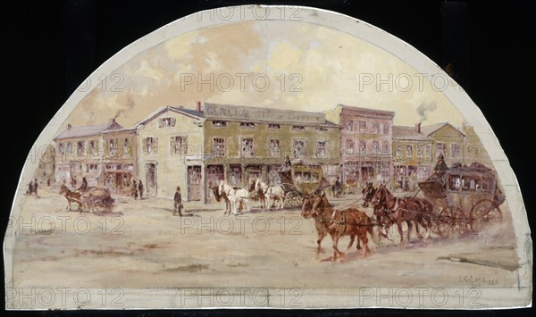 Frink and Walker's Stage Coach Office, 1850.  Created by Earle, Lawrence Carmichael, 1845-1921