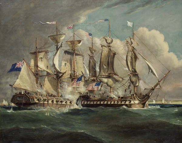 The Chesapeake and Shannon off Boston, 1813.  Created by Dodd, Robert