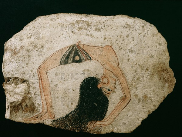 Fragment of a painting on limestone