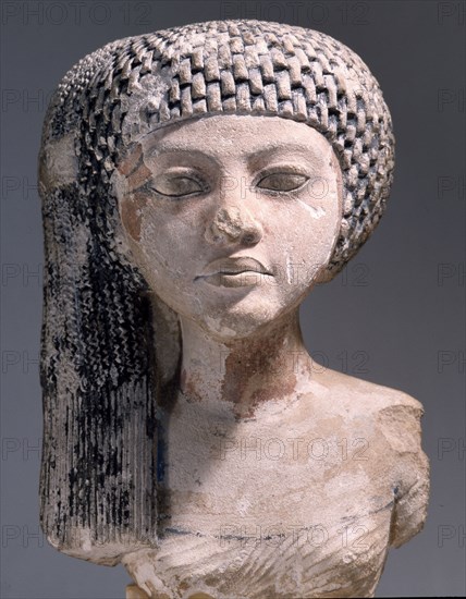 Bust of a young woman possibly a daughter of Akhenaten or an Amarna princess in the court of King Smenkhkare or Tutankhamun