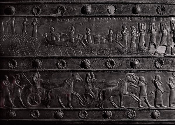 The wooden gates of Shalmaneser III with bands of relief decoration in bronze