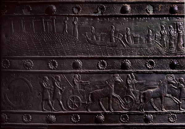 The wooden gates of Shalmaneser III with bands of relief decoration in bronze