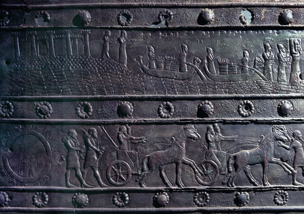 The wooden gates of Shalmaneser III with bands of relief decoration in bronze