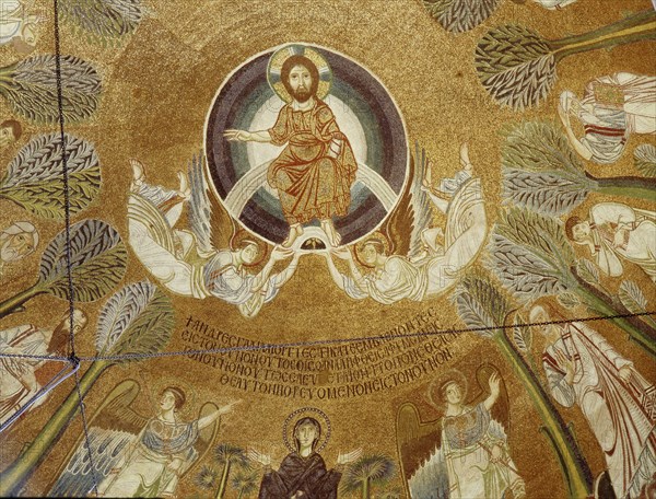 Detail of mosaic in the dome of the church of St