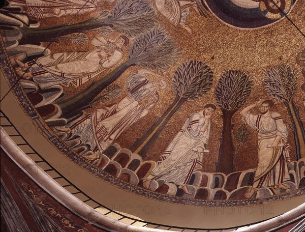 Detail of mosaic in the dome of the church of St