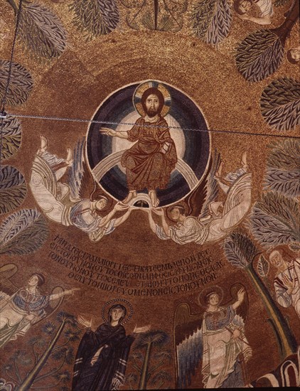 Detail of mosaic in the dome of the church of St