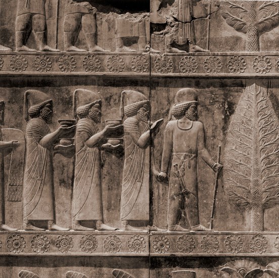 A detail of the reliefs on the stairways leading to the audience hall of Darius and Xerxes