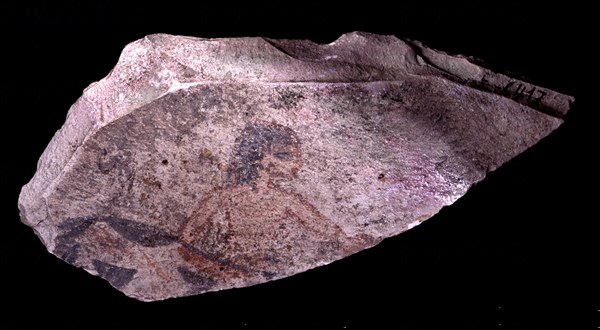 Ostracon with painting of a herdsman or butcher