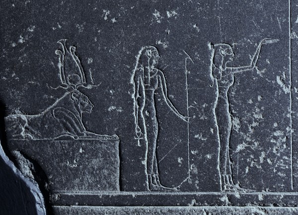 Relief with hieroglyphs and gods from the naos of Apries at Sais